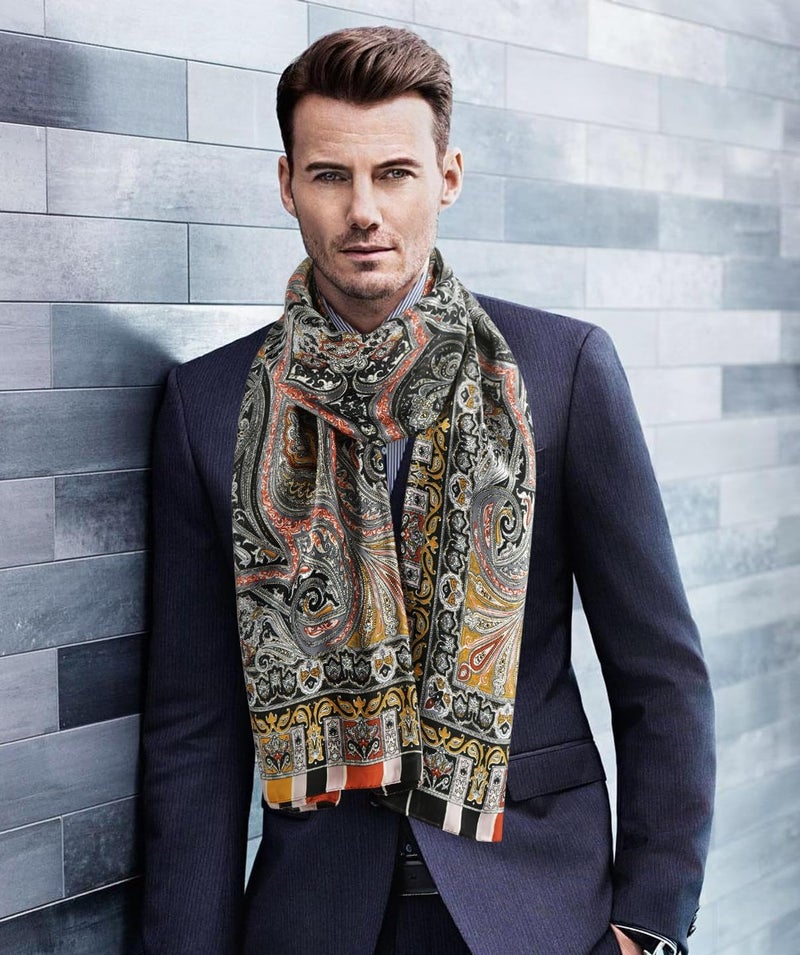 GERINLY Silk Feel Long Scarf for Men, Lightweight Business Dress Shawl Wraps Gentlemen, European Style Suit Scarves - Image 4